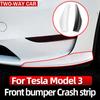 For Tesla Model 3 Car ABS Bright Front Bumper Corner Anti-Collision Crash Strip Cover Refit Protective Decoration