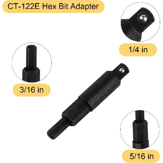 Высокий инструмент для снятия вентильного ядра и набор гаечных ключей для обслуживания ОВК с шестигранными адаптерами, двойной размер SAE 1/4 - 5/16, 5/16'', 3/8'', для сервиса холодильного оборудования