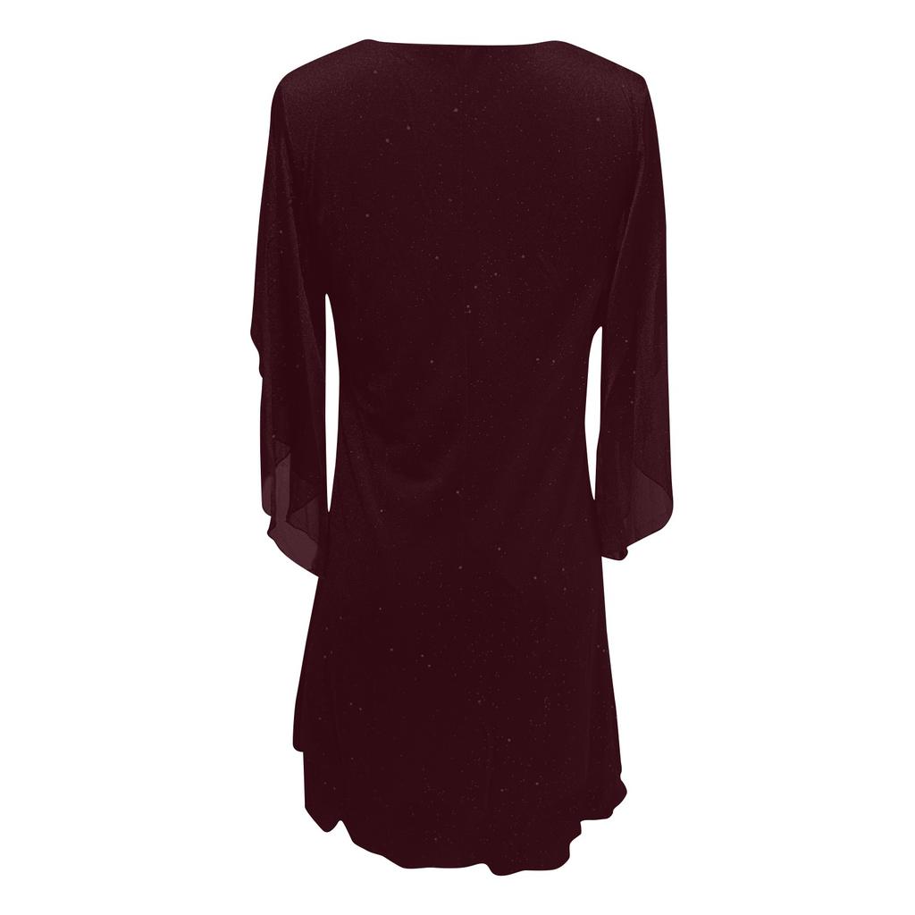 Women's Fashion Long Casual Dress With Irregular Sleeves In Solid Color Sequins