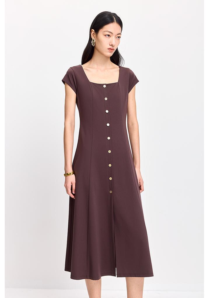 LILY retro generous neck short sleeved dress