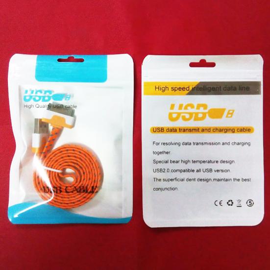 100 шт. пластиковый закрывающийся USB-кабель для передачи данных, упаковочная сумка с отверстием для подвешивания