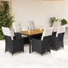 VidaXL Garden Dining Set Cushions 7pcs Black Wicker, Outdoor Dining Set 3276684