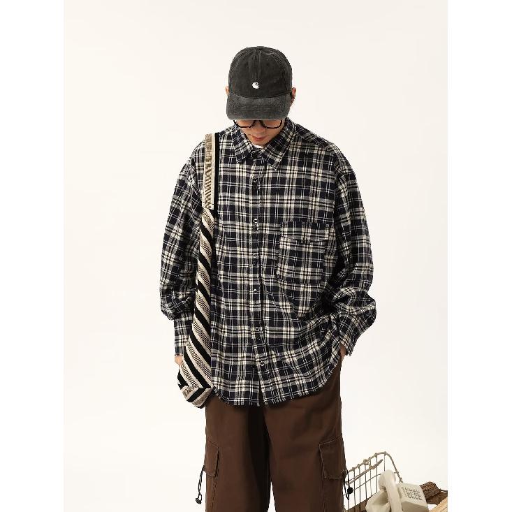 Мужская рубашка Maillard Wear в американском стиле в клетку, тонкое пальто для мальчиков, модная рубашка в корейском стиле