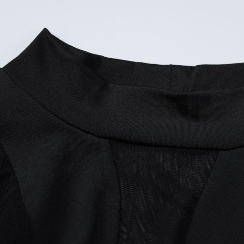 Y2K сексуальный сетчатый обтягивающий комбинезон с высокой талией и длинными рукавами для женщин весной и летом