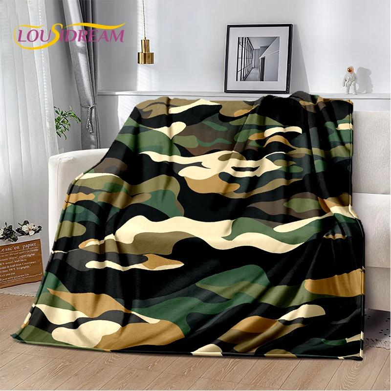 2025 Colorful Camo Green Camouflage Soft Blanket,Soft Throw Blanket for Home Bedroom Bed Sofa Picnic Travel Cover Child Gift