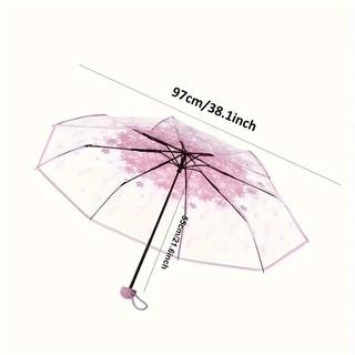 1PC Portable cute flower household rain gear cherry blossom transparent umbrella wind and rain protection 3 fold PVC umbrella