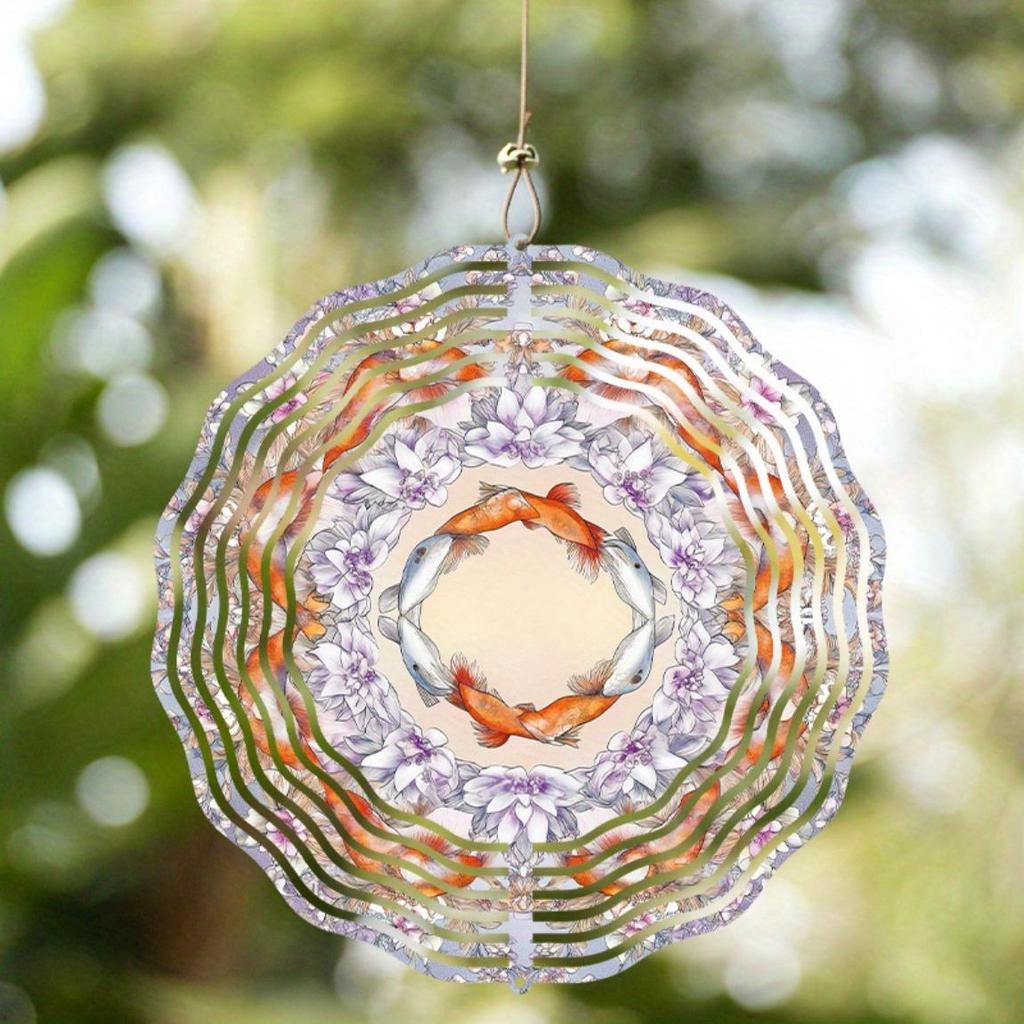 360 Degree Rotating 10 Inch Hanging Wind Spinner Elegant Metal Garden Decor for Patio Balcony Outdoor Year Round Art Gift for Family Friends