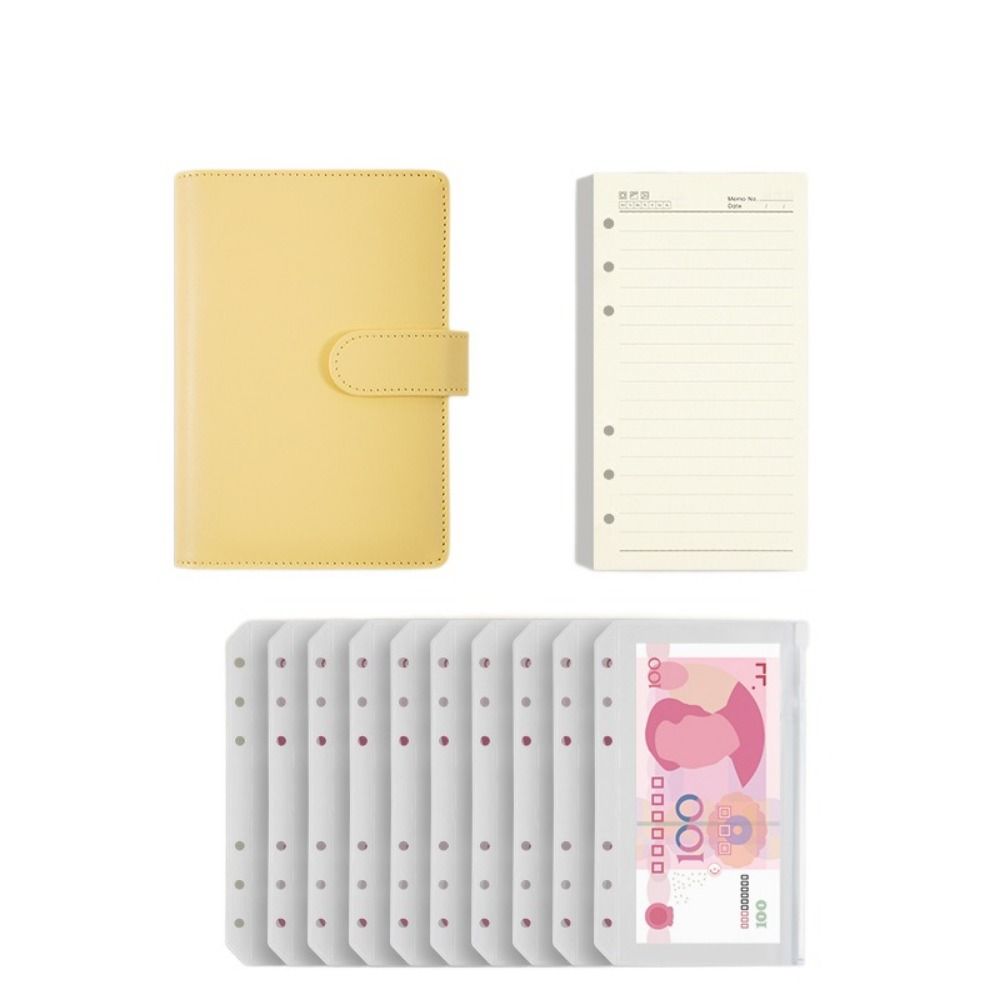 Pu Leather Saving Money Binder Macarone Color Budget Binder Loose-Leaf Notebook Savings Handbook