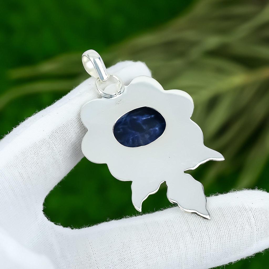 Friendship Day Deal 925 Silver Oval Sodalite Gemstone Wedding Pendant Jewelry