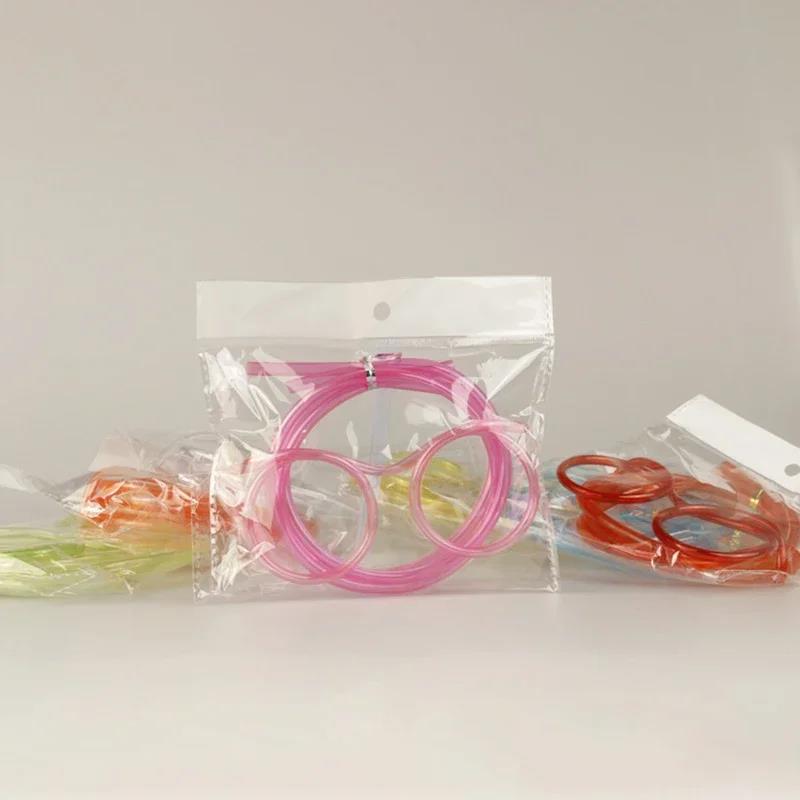 Straw Glasses Funny Soft PVC Glasses Flexible Drinking Straws Kids Party Supplies Bar Supplies Creativity Toy Kids Gift Cup Holders 5