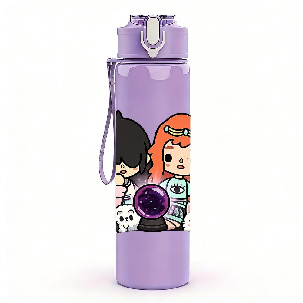 1PC Two Best Friend Girls 750ml Color Plastic Sports Water Bottle Leakproof Flip Straw Lid Suitable for Sports Office Home Use