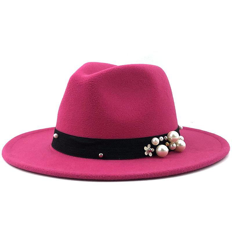 Men Women Wide Brim Wool Felt Jazz Fedora Hats British Style Trilby Party Formal Panama Cap Black Yellow Dress Hat 56-58-60CM