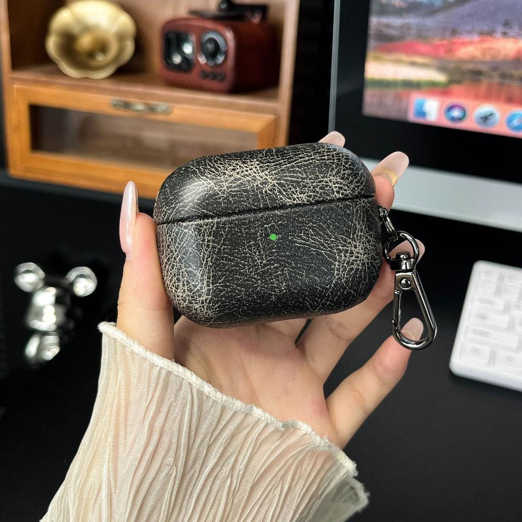 Маслянистая кожа ретро кожа ПУ имитация кожи подходит для Apple airpodspro1 Apple 1-го поколения однотонный чехол для наушников