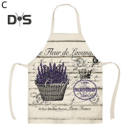 Sleeveless Apron Stain Repellent Linen Strong Absorbent Cactus Pattern Cooking Bib Kitchen Supplies