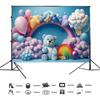 Teddy Bear Colorful Balloons 1st Birthday Backdrop Kids Gifts Baby Shower Oh Baby Background For Photography Photo Props Studio