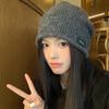 Premium Cold Hat Women's Autumn and Winter Big Head Circumference Retro Stacking Hat Showing Face Small Wool Hat Curled Thin