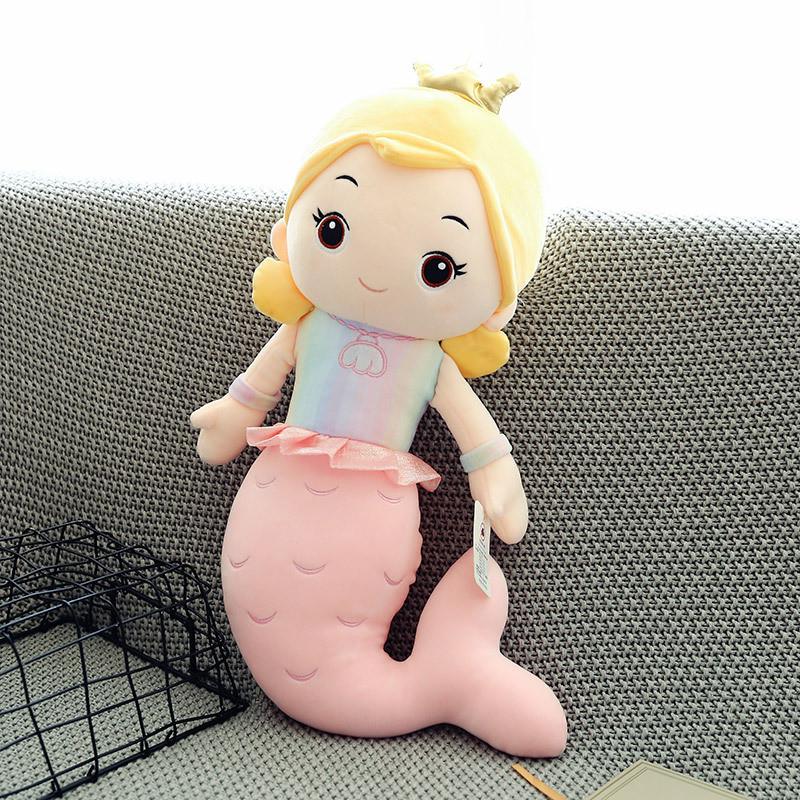 Lovely Mermaid Plush Cuddle Toy Cute Stuffed Doll For Girls Ideal Bedroom Decoration In Soft Colors