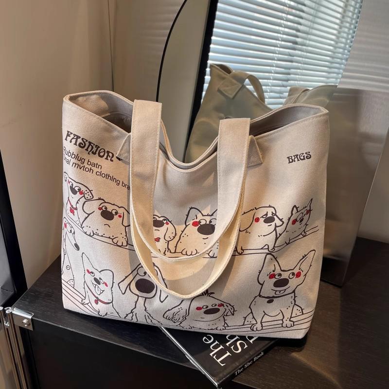 Корейская трендовая женская большая холщовая сумка-тоут, издание 2025 года – Универсальная, повседневная и вместительная наплечная сумка для поездок на работу