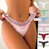6pcs/Set Perspective Floral Panties Women Lace Thongs Low Waist Comfortable Solid Ladies G-string Bow Female Sexy Underwear