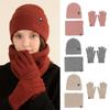 Casual Knit Winter Hat Warm Fleece Neck Scarf Trendy Winter Set  for Women Men