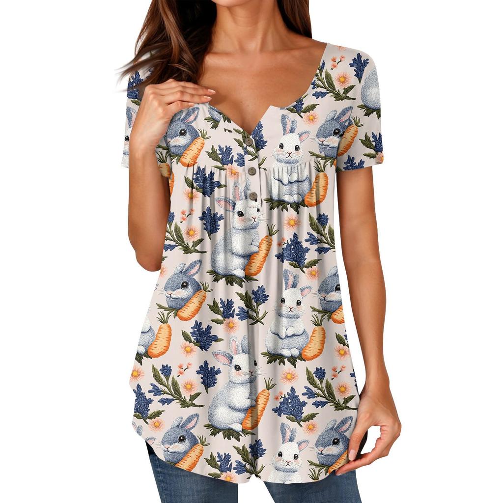 Женские туники, топы, нарядные, повседневные, летние, с принтом, рубашки с коротким рукавом, свободный крой, плиссированный топ в стиле бохо