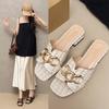 Fashion Women Slippers Fashion Sexy Chain Lock Solid Color Plus Size Sandals New Style Roman Style Flat Slippers Outdoor Slides Women