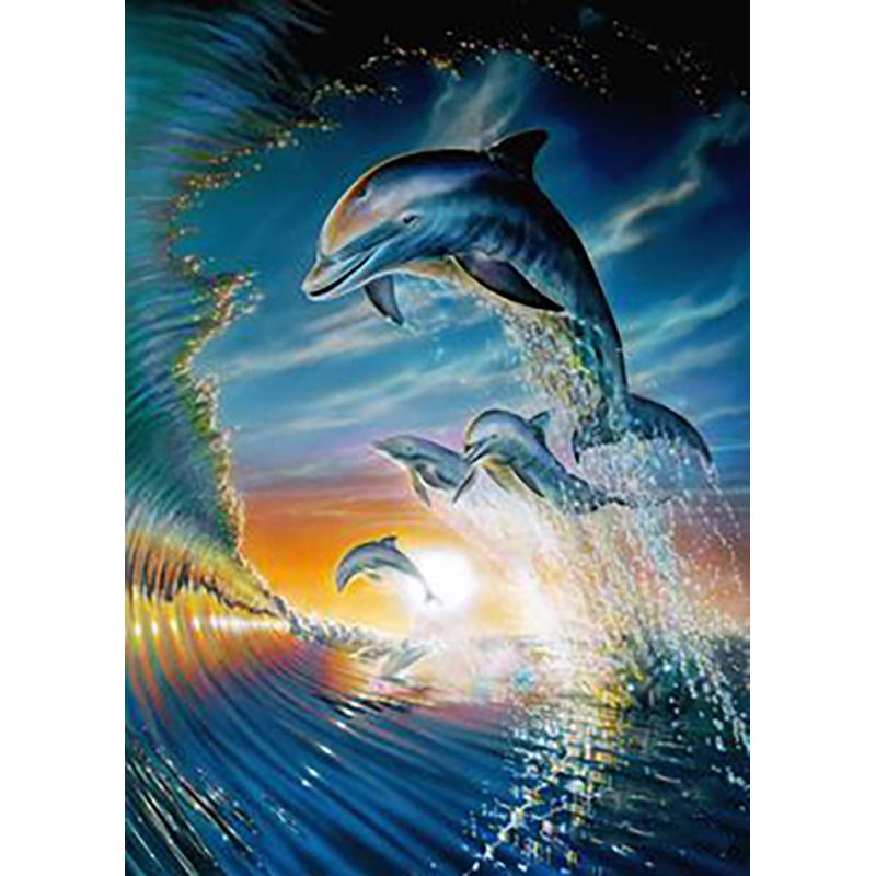5D DIY Diamond Painting Full Round Animal Dolphin Diamond Embroidery Painting Cross Stitch Kit Home Decoration Rhinestone Gift