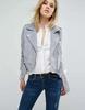 AL KHALID Classy Handmade Women Grey Genuine Soft Pure Suede Leather Jacket Biker Casual