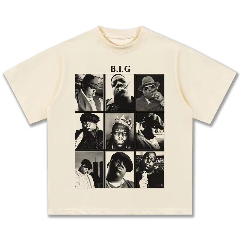 The Notorious B.I.G. Collage Graphic Print T-Shirt Unisex Loose Hip Hop Punk T-shirt Retro Vintage Graphic Oversized T Shirt