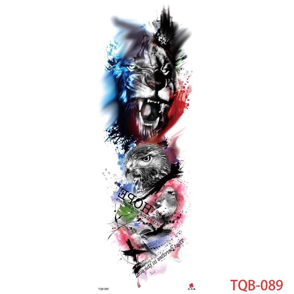 1 PC 480*170MM Large Temporary Tattoos Sleeve for Men Women Full Arm Selleve Tattoos Temporary Realistic Fake Wolf Tiger Lion Tattoo