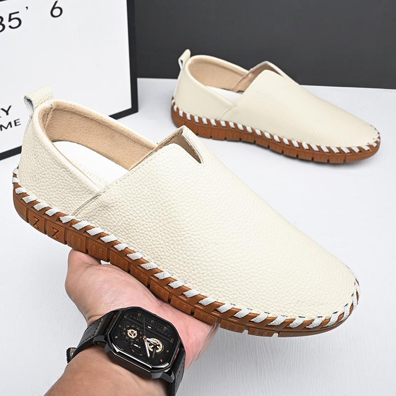 Fashion 2024 New Designer Cow Leather Shoes for Men Fashion Casual Solid Color Spring Autumn Hand Sewn Without Glue Loafers Shoe Male