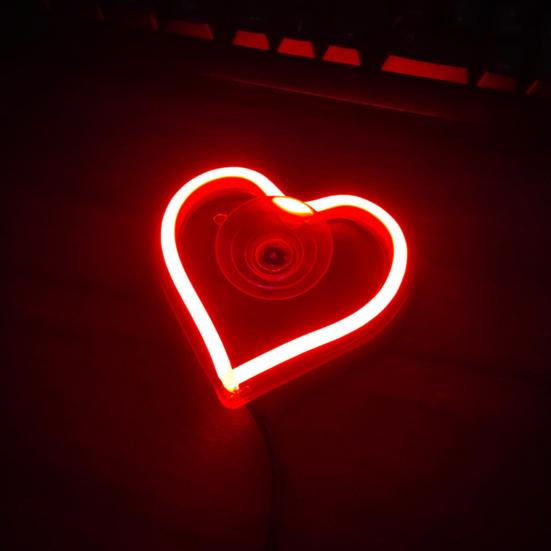 Светодиодный неоновый светильник в форме сердца, режимы вспышки, суперяркий, простая установка, светодиод