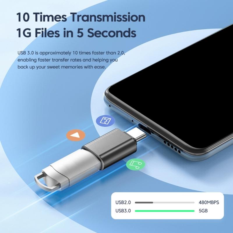 Переходники Type C (папа) на USB3.0 (мама) Бесшовное решение для передачи файлов Портативный OTG для различных электронных устройств