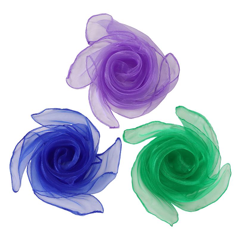 6 Solid Colors Thin Chiffon Nylon Silk Scarf Magic Show Performance Dance Candy Square Scarf Transparent Neckerchief Shawl