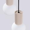 Modern round triple pendant lamp, taupe, grooved, glass, white balls, for the living room, dining room, above the table, 3xG9 8W, HALO Sollux Lighting