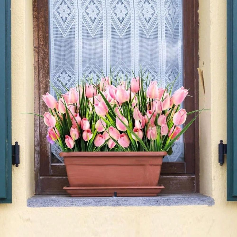 Букет из 6 шелковых тюльпанов, искусственные тюльпаны, всего 30 головок, искусственная цветочная композиция для домашнего офиса, вечеринки, свадьбы, отличный подарок на День матери