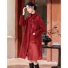 Elegant Red Petite Wool Blend Winter Coat