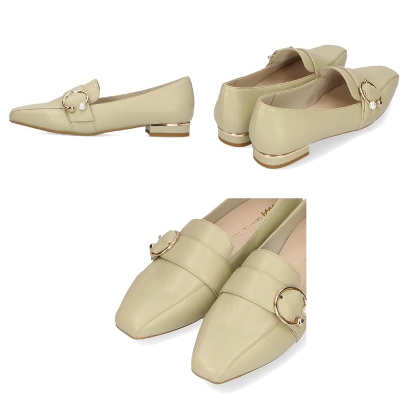 Мокасины Oriental Traffic Square Pearl Synthetic cm, носок, мотив, на плоской подошве, для любого года, для работы, кожаные, туфли, женские, 42105, БЕЛЫЕ, 22,5