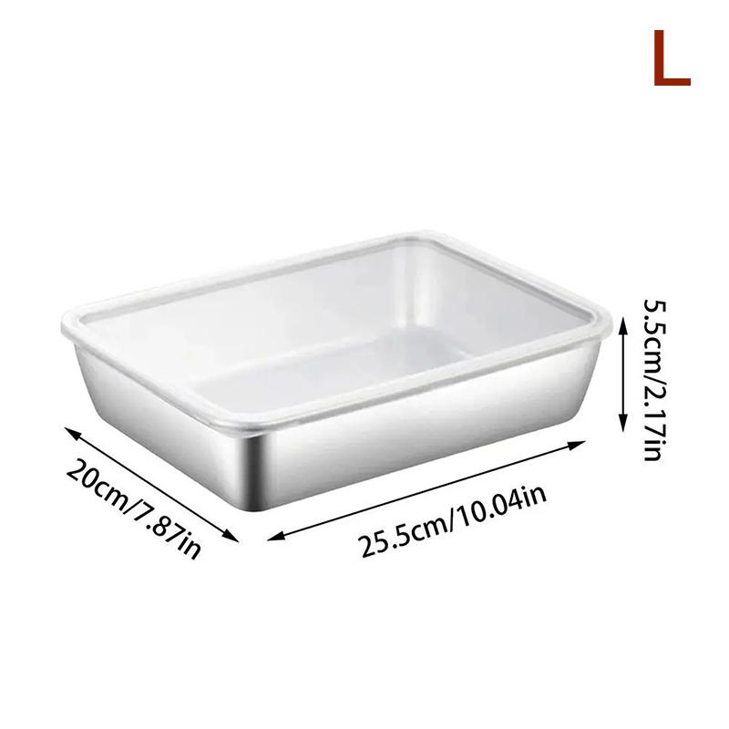 Stainless Steel Plate With Lid Food Grade Thickened Food Storage Containers Baking Dish For Oven Kitchen Cooking Tools