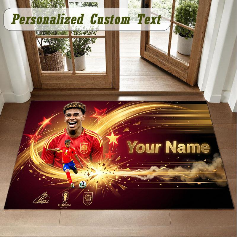 Crystal Velvet Square Rug Custom NameLamine Yamal Pattern Non Slip Home Floor Decor Rug
