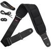Amumu Guitar Strap, Black SBR Foam Padded Guitar Strap with Strap Block & Headstock Strap Ties for Acoustic, Electric, and Bass Guitars - 3.3" Wide