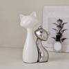 2x Cat Statue Animal Sculpture Porcelain Figurine for Home Decor Artwork Tabletop Ornament