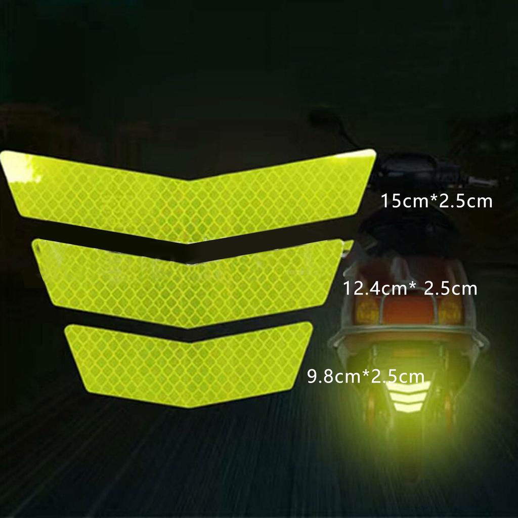 3Pcs Motorcycle Stickers Reflective Warning Trapezoidal Arrow Tail Fender Racing Bumper Decal Adhesive Tape For Car Truck