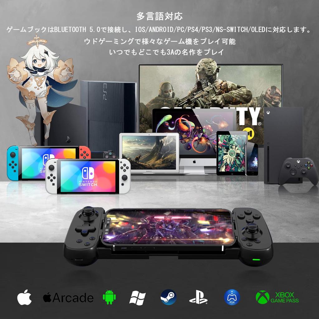 Мобильный контроллер Megadream для Совместим с и ПК Консоль Беспроводной Серый Телефоны/Планшеты iOS/Android/Switch/PS3/4, PS, Xbox, Стриминг, Подключение,