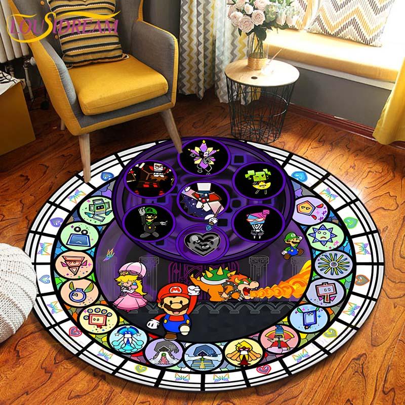 Круглые коврики с героями мультфильмов «Братья Марио», коврик для гостиной, декор комнаты, домашние коврики, игровой коврик, детский милый ковер, ковры в стиле аниме