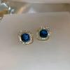 Vintage Emerald Green Rhinestone Stud Earrings For Women Inlaid Crystal Stud Earrings For Bridal Wedding Ear Jewelry Gifts