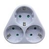 EU Type F 3 Way Power Strip, 16A Cordless Outlet Splitter, Wall Plug Adapter with 4.8mm Pins, 3680W Max for Europe & Russia
