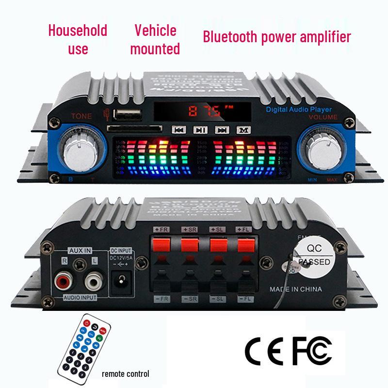 BT-998 Four-Channel Bluetooth 12V Car/Home Power Amplifier