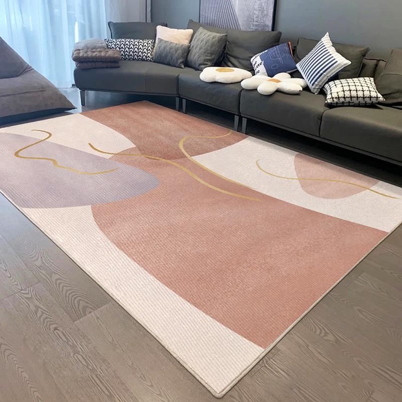 Modern Minimalist Geometric Floor Mat In Neutral Tones for Living Room or Bedroom