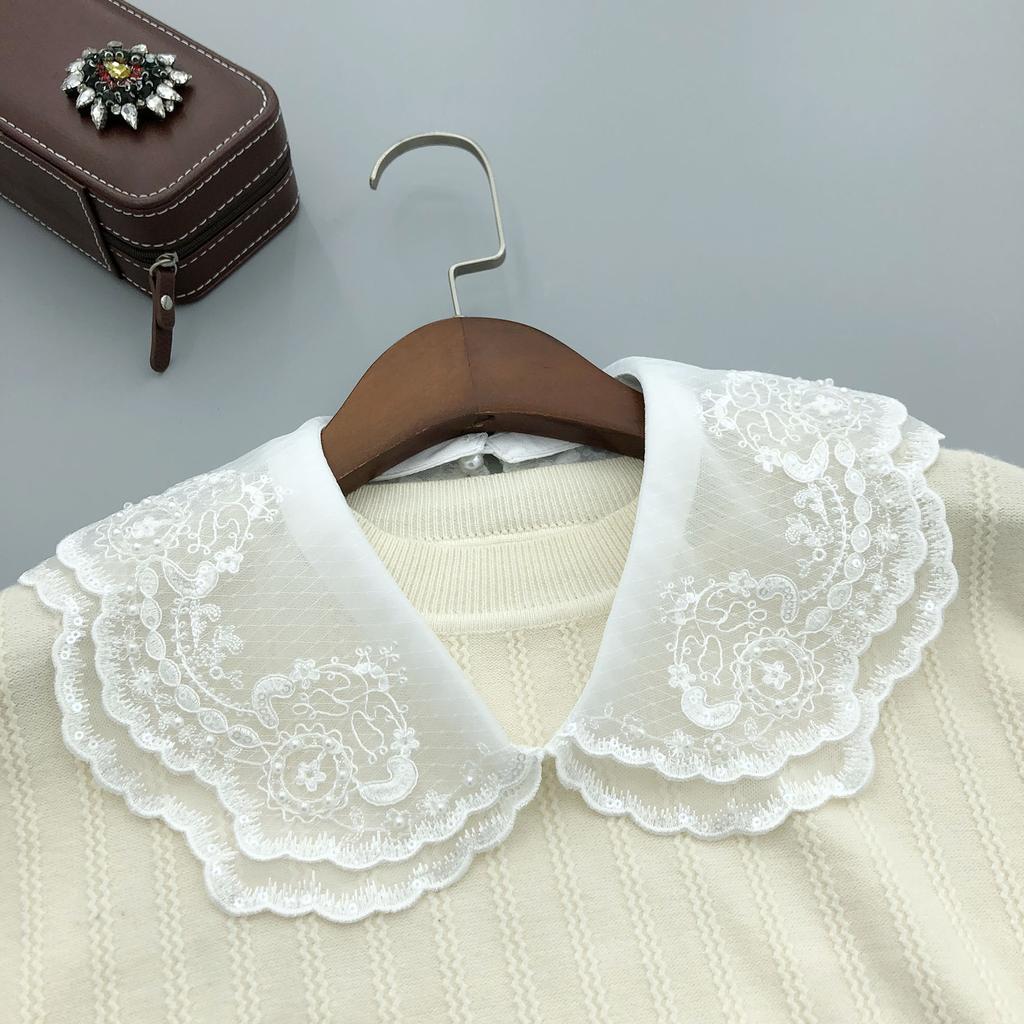 Lace Floral Fake Collar for Women Shirt Detachable Collar Shoulder Wraps Female False Collar Neckwear Clothing Accessories